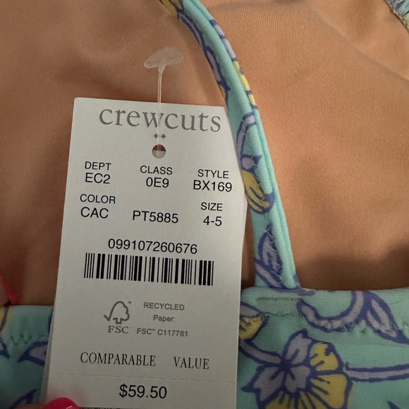 CrewCuts Two Piece Bathing Suit Size Children 4/5. Pretty flower pattern, NWT - Picture 7 of 11